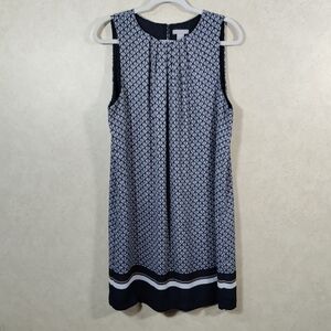 02198 H&M navy & white geometric print sleeveless dress 12